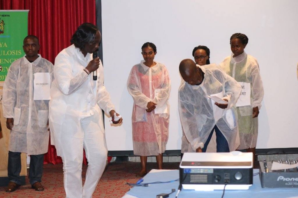 The team from the National TB Reference Laboratory performing a skit of what happened behind the scenes during the data collection process