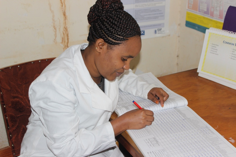 Queen John at her HIV Testing Service work station 